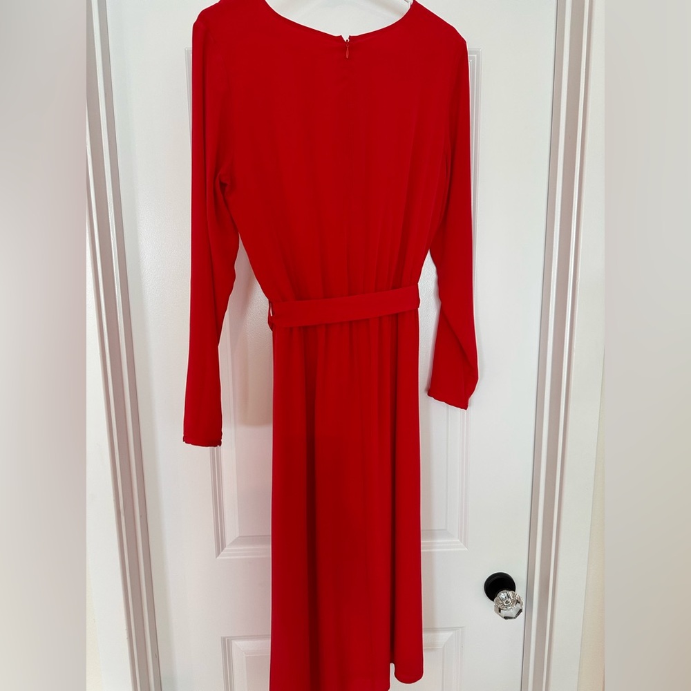 Sézane Elegant Red Long Sleeve Silk Victoire Dress (Size FR 36 | US 4) - Picture 8 of 15